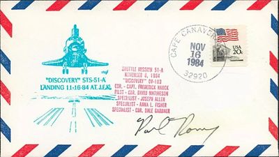 Astronaut Paul D Ronney STS83 signed Space Shuttle FDC Cape Canaveral Postmark. STS51A Launch 