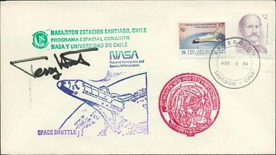 Astronaut Terry Hart STS41 signed Space Shuttle FDC rare 6/4/84 Launch Date Chile Tracking 