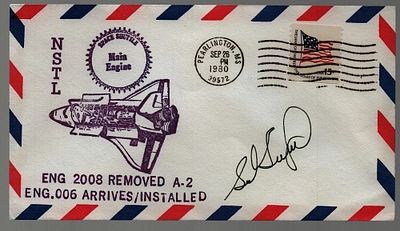 Astronaut Sidney Guiterrez signed NSTL Space Shuttle main engine commemorative envelope PM 