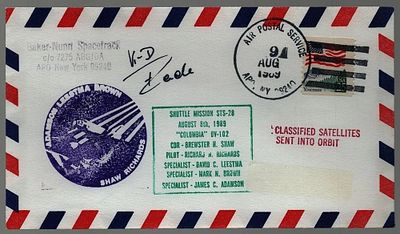 Astronaut Klaus-Dietrich Flade signed NASA Shuttle Mission STS-28 commemorative envelope PM Air 