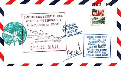 Cosmonaut V A Sogovyov signed STS27 Space Shuttle launch day NASA FDC Soyus T10. Crew members 