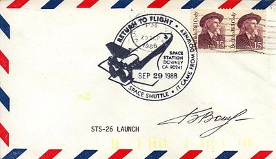 Cosmonaut Colonel Boris Volynov signed Space Shuttle STS-26 Launch FDC PM Return to Flight 