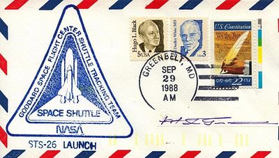 Cosmonaut Major General Jugderdemidijn Gurragchaa signed NASA Space Shuttle STS-26 Launch FDC 
