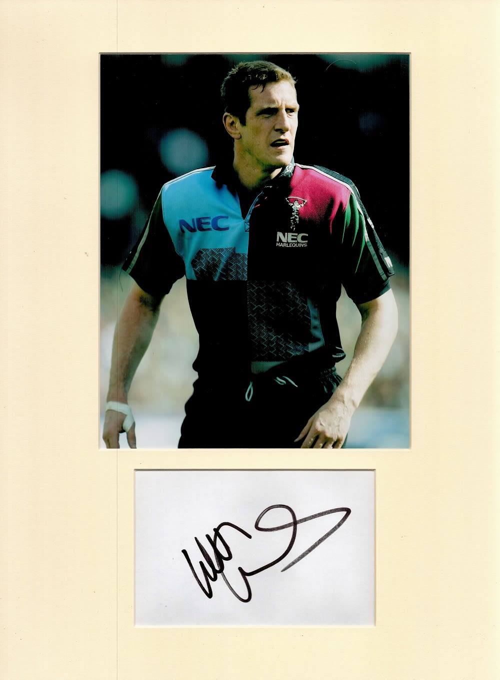 Lot 415: Rugby Union Will Greenwood 16x12 overall Harlequins mounted...