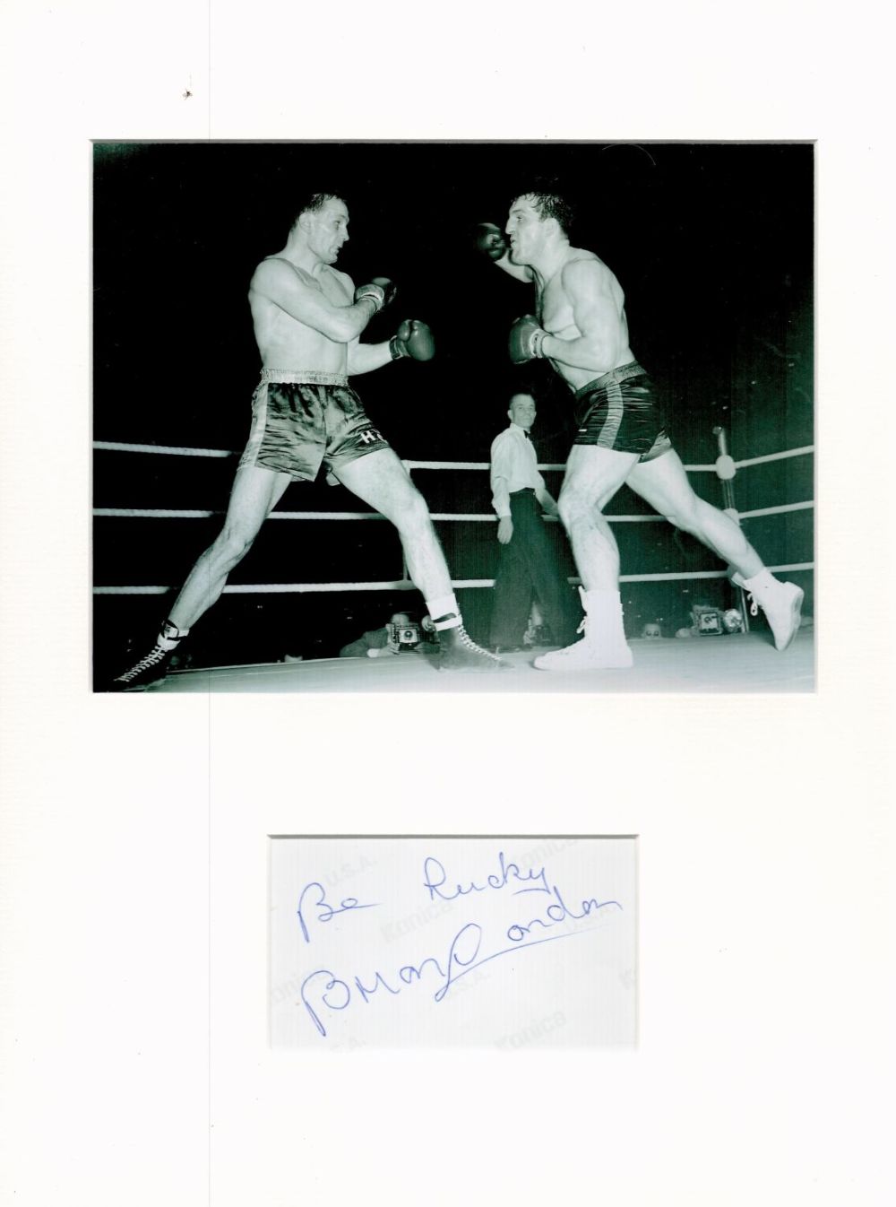Lot 424: Boxing Brian London 16x12 overall mounted signature piece....