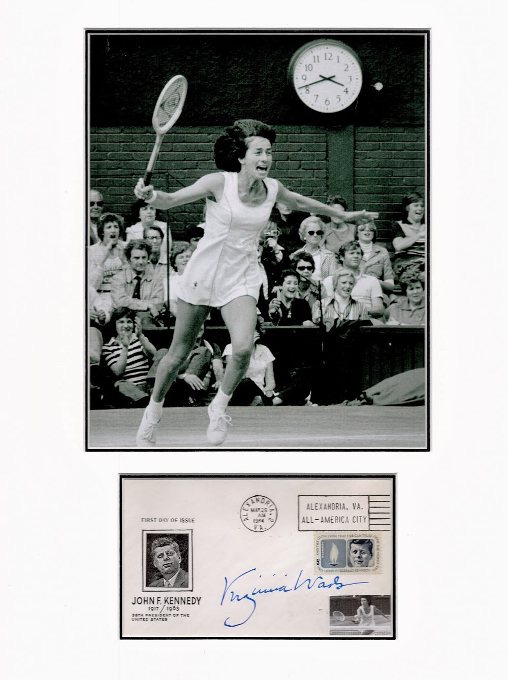 Lot 426: Tennis Virginia Wade 16x12 overall mounted signature piece....