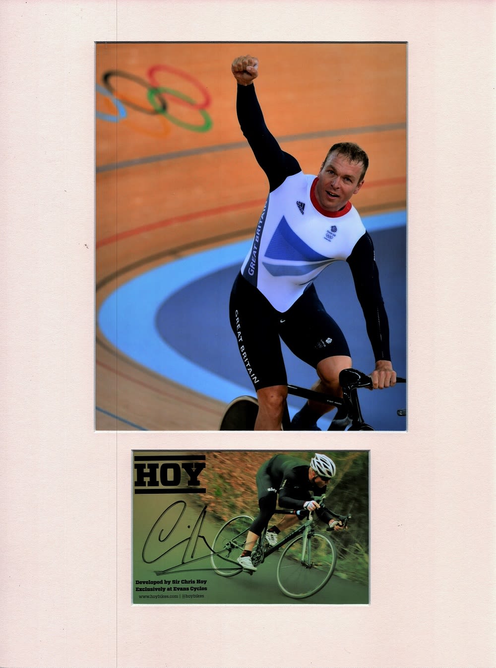 Lot 429: Cycling Chris Hoy 16x12 overall mounted signature piece....