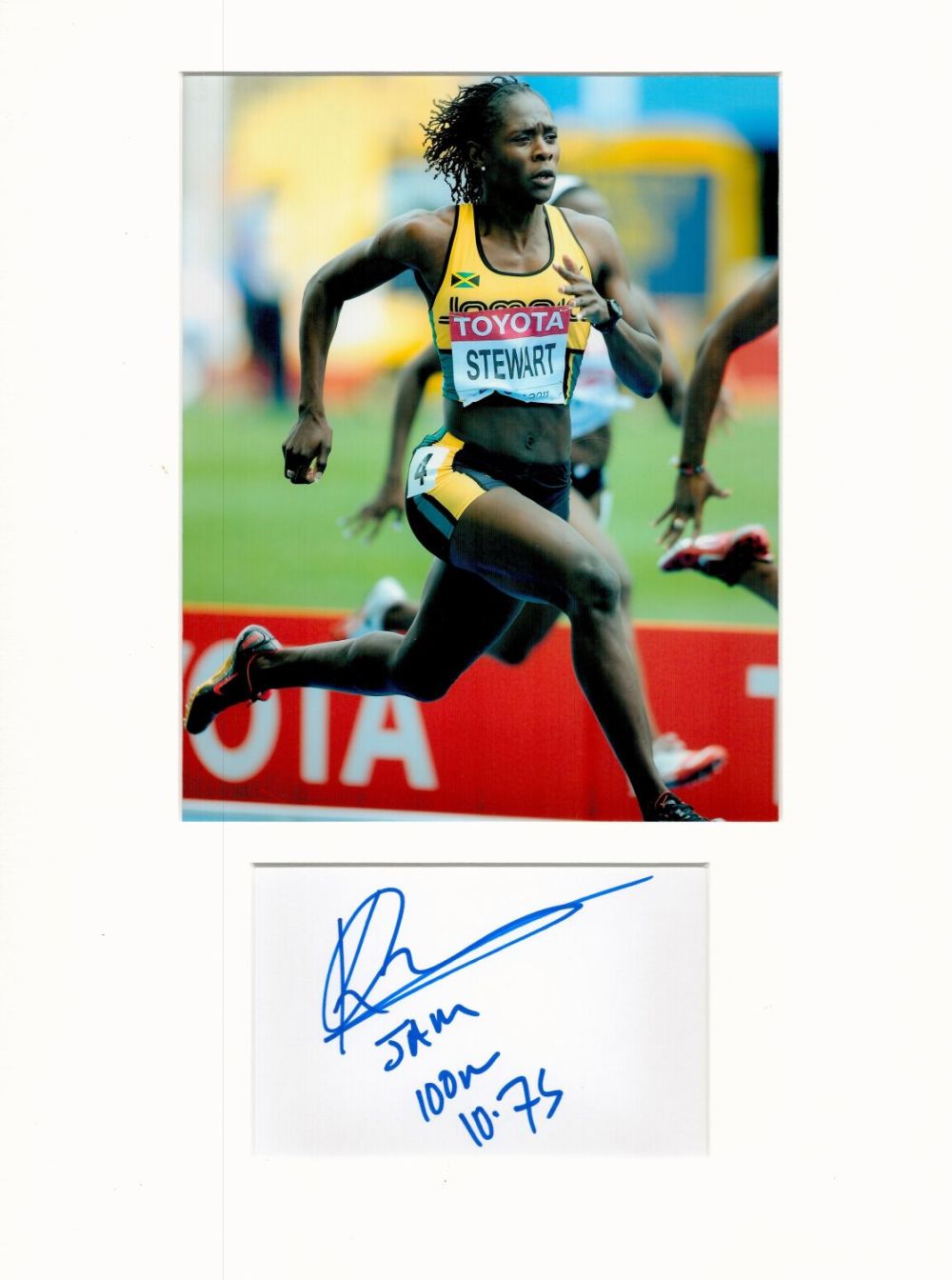 Lot 443: Athletics Kerron Stewart 16x12 overall mounted signature piece....