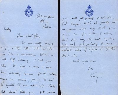 Terence Rattigan to Frederick Ashton. Personal unpublished handwritten letter. Letter written 