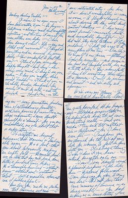 Nora Kaye American Ballerina, fantastic 8 page handwritten letter from Hollywood to Frederick 