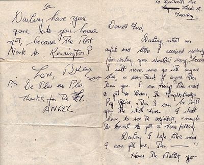 Brian Shaw ballet dancer handwritten love letter 4 sided. To Frederick Ashton.