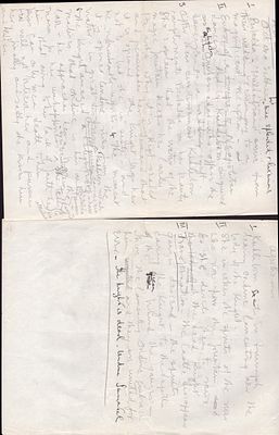Frederick Ashton Ballet notes handwritten 2 pages on the reverse of stage directions typed.