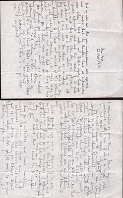 Diana Adams Ballet dancer handwritten letter to Frederick Ashton. Written from New York Ballet 