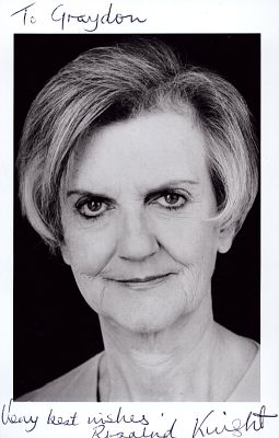Rosalind Knight signed 6x4 black and white photo, dedicated.