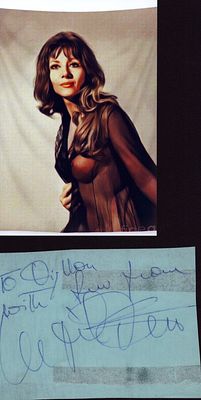 Ingrid Pitt signature piece 5x4 approx. with 6x4 risque photo, dedicated.