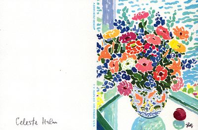 Celeste Holm handwritten dedicated greetings card, signed within and also on reverse.