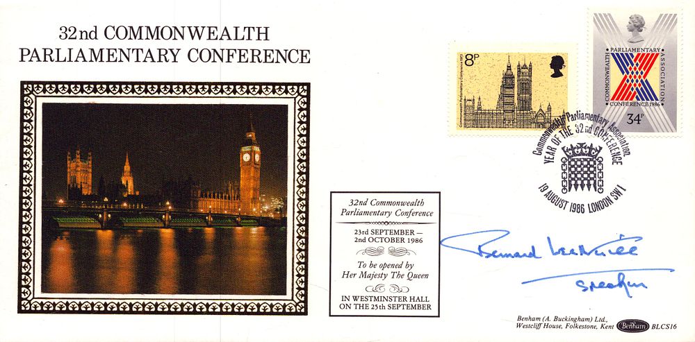 Lot 468: Bernard Weatherall signed 32nd Commonwealth Parliamentary Conference.