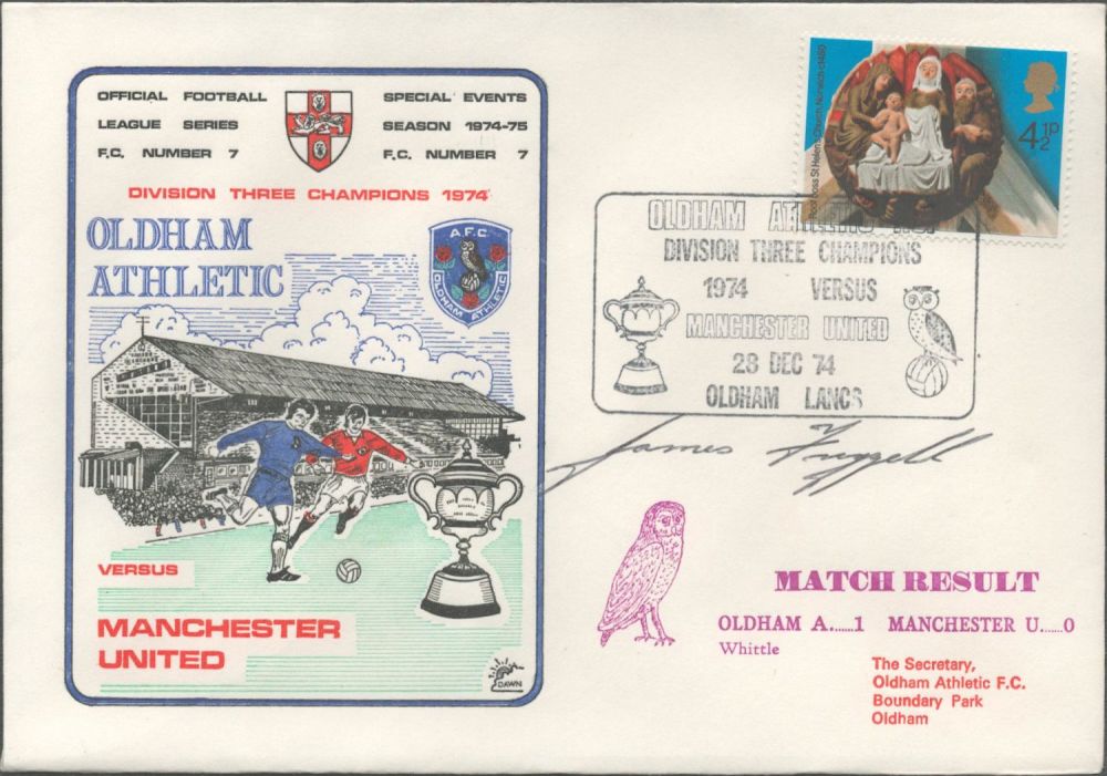 Lot 241: Oldham Athletic V Manchester United 1974 Dawn Official...