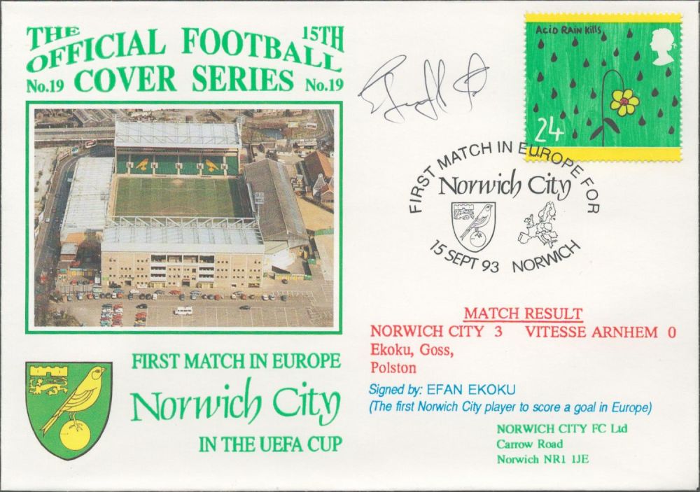 Lot 245: Norwich City V Vitesse Arnhem 1993 Dawn Official...