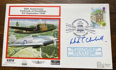 Winston Churchill MP grandson WW2 leader signed 50th ann WW2 cover no. 69 of 99. Winston 