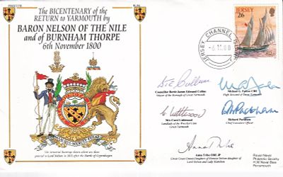 Return to Yarmouth by Baron Nelson Special Signed by 11 rare Navy cover. 7RN6e. 6 11 00 Jersey 