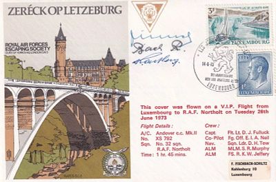 ES 6c Return to Luxembourg Signed 3 Resistance helpers during WW11. 14 6 73 Luxembourg Cover 