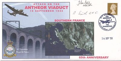 WW2 cover 617 Sqn attack on the Antheor Viaduct Signed by J Bell and R Smith. 617 Sqn Crew 