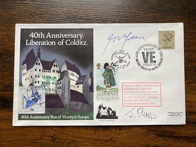 WW2 Colditz Castle Liberation cover signed POWS Green and Crisp No. 40 of 50. Captain Julius 