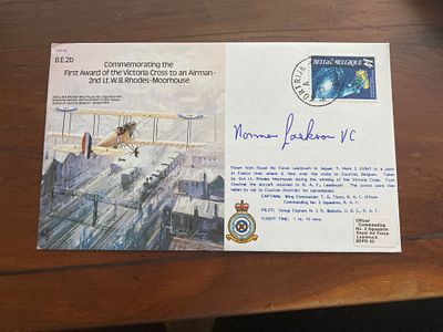 WW2 Victoria Cross winner Norman Jackson VC signed RAF BE2b flown bomber cover B3c. Norman 