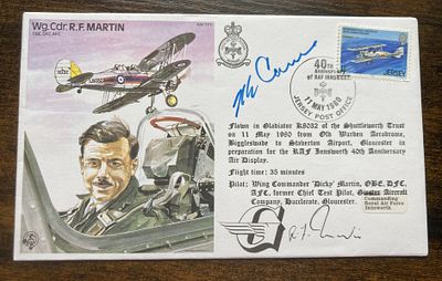 James Carne VC Korea, BOB ace Wg Cdr Martin DFC signed on his Test Pilot cover. Awarded for 