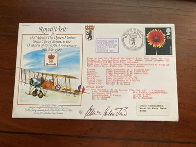 Rare Royal Visit cover variety RV1 Berlin signed Wg Cdr M Johnstone AFC OBE CO 30 sqn Berlin 