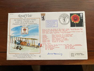 Rare Royal Visit cover variety RV1 Berlin signed Wg Cdr J Manning AFC No 5 of 13, Flight 