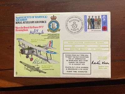 RARE variety 605 Sqn RAF cover Flown in Whirlwind Treble Crew Signed. 11 Aug 73 BFPS 1375 RAF 