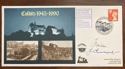 WW2 Colditz Castle POWS Flt J Wilson 1943, Lt Ponewczynski Polish Contingent signed cover. Rare 
