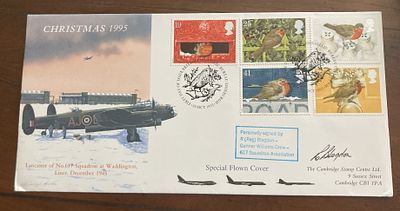 WW2 Bomber Command Reg Blagdon 617 sqn signed 1995 Christmas RAF FDC. Cambridge stamps cover 