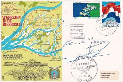 ES3c The Biesbosch Signed Three Dutch WW11 operators RAF Escaping Society cover. Personally 