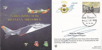 Golden Jubilee of the Belgian Air Force Signed J Dehaene Prime Minister of Belgium. 5 10 96 