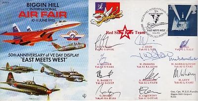 1995 Biggin Hill Air Fair East meets West JS Cover Special Signed by 11 members of the Red 