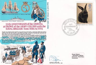 5RN21b 111th Anniv Arrival at Ekowe of the Naval Brigade from HMS Active Signed. 23 Jan 90 - 