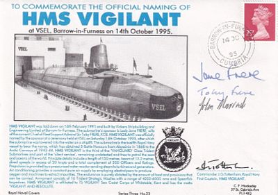 3RNCC23b HMS Vigiland ( Submarine) Signed 4. 14 Oc 95 Barrow in Furness To Commemorate The 