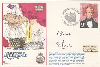 RN10c 175th Anniv Battle of the Nile in HMS Hellophonet Dloble signed. 1 Aug 73 - BFPS 1355 - 