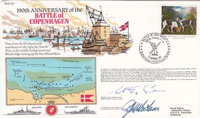 6RN1c 190th Anniv of the Battle of Copenhagen Double Signed. 2 Apr 91 - BFPS 2268 - 190th 