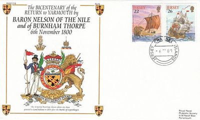 7RN6Bicentenary of the Return to Yarmouth Baron Nelson of the Nile. 6 11 00 Jersey Channel 