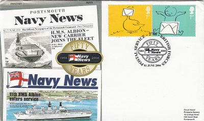 7RN21a 50 Years Navy News 1954 - 2004. 1 June 2004 BFPS 2768 Special Postmark 50 Years Navy 