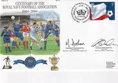 7RN19b Centenary of the Royal Navy Football Signed Cdr M Doolan, S Bailey. 13 Jan 04 BFPS 2719 