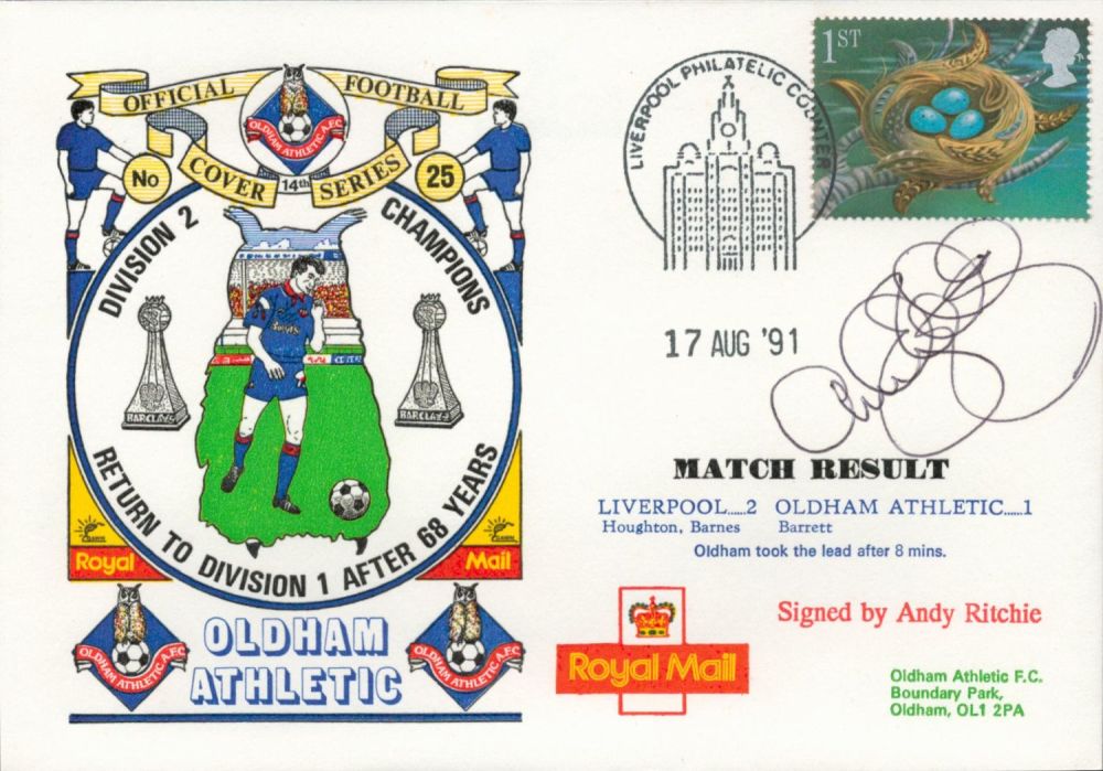 Lot 369: Liverpool V Oldham Athletic 1991 Dawn Official Football...
