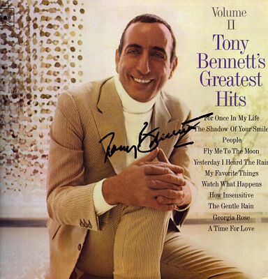 Tony Bennett signed 12inch vinyl cover.