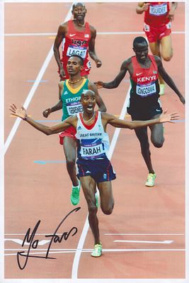 Mo Farah signed 12x8inch colour photo.