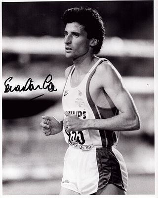 Sebastian Coe signed 10x8inch black and white photo.