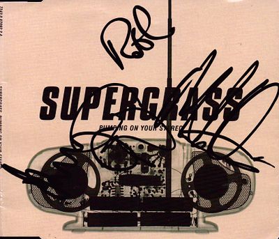 Supergrass ( English Rock Band) multi signed Pumping on your Stereo CD sleeve.